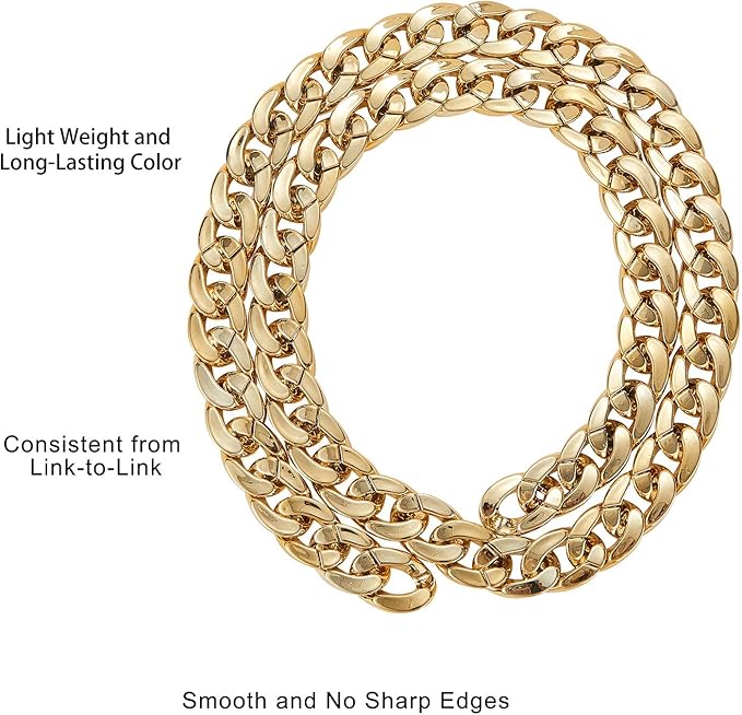 LiQunSweet 5m(16.4 Feet) CCB Plastic Curb Twist Gold Metal Color Linking Chains for Costume Decoration Anti-Lost Glasses Lanyard Rope Bag Strap Jewelry Necklace Making - 30x21mm