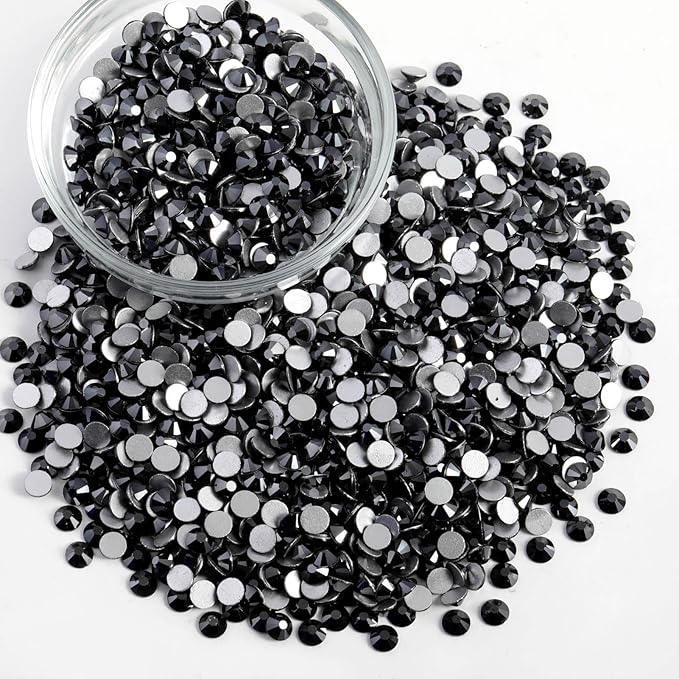 Beadsland Flatback Rhinestones Bulk, 14400pcs Rhinestones for Nails Crafts Clothes DIY Decoration,Jet Hematite, SS16, 3.8-4.0mm