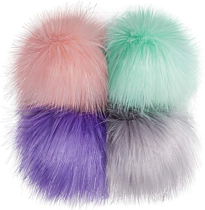 Tatuo 16 Pcs Faux Fur Pom Poms for Hat 4 Inches Large Fluffy Pom Balls for Crafts Knitting Beanies Shoes Scarves Bag Pompoms Keychain Charms Winter DIY Accessories (Pink Mixed Colors)