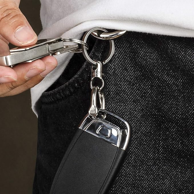 TISUR Titanium Key Ring, Key Chain Rings Heavy Duty Swivel Keyrings Carabiner Keychain For Men And Women Key Chain Assecories