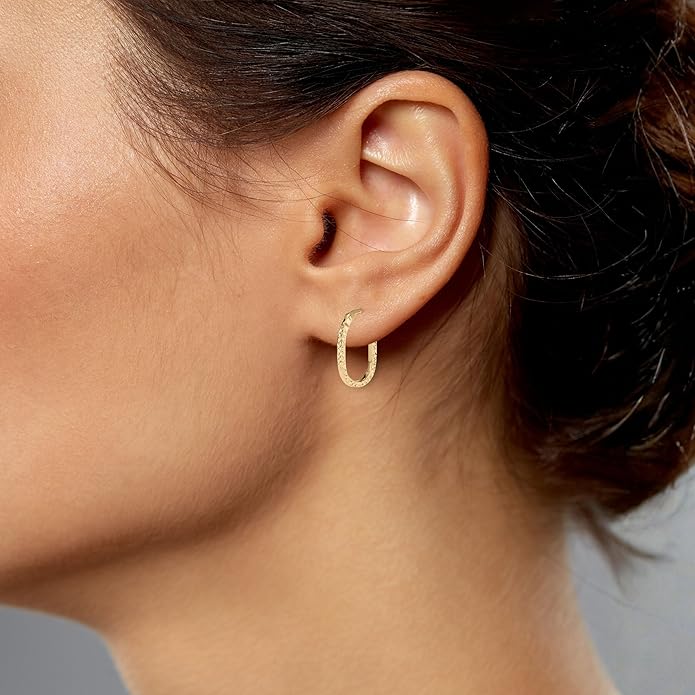 Paperclip Oval Hoops in Real 10K White Gold with a Diamond-Cut Finish | 30mm Length | Real Gold, Stamped for Authenticity