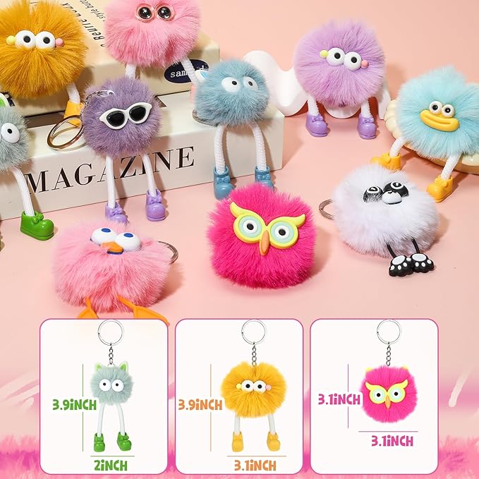 24 PACK Kids Keychains: Cute Key Chains For Classroom Prizes Treasure Box Toys Goodie Bag Pinata Stuffers Birthday Party Favors - Kids Valentines Day Gifts For School Classroom