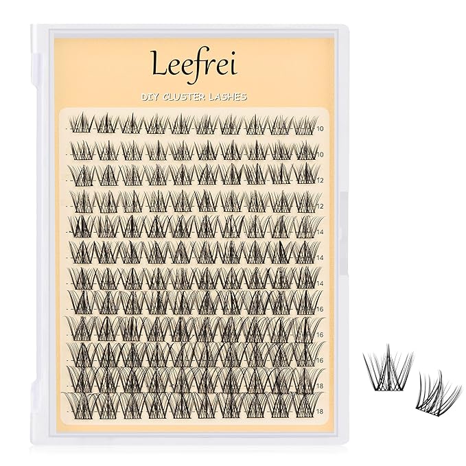 Leefrei Eyelash Cluster 10-18mm Wispy Eyelash Clusters D Curl DIY Lash Extension Natural Lash Clusters Individual Lashes (LF01 Lashes Only)