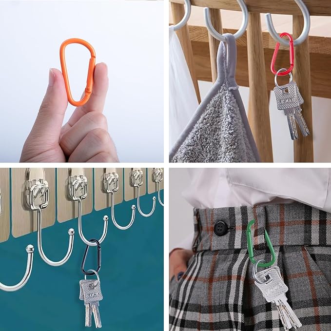 Colorful D Spring Carabiners Keychain Clip,D Spring Clip Aluminum Hook Accessories Snap Link Key Chain Ring Hook