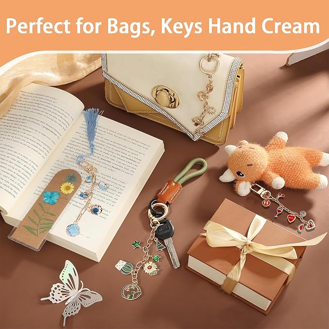 Thmxit 537PCS Charm Lip Gloss Keychain Making Kit with Charms, DIY Keychains Making Supplies Including 24 Keychain Clips, 25 Extender Chains, 198 Charms, Jewelry Plier Jewelry Making Kit for DIY