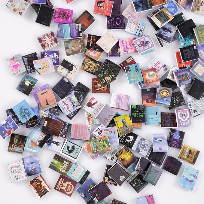 300 Pcs Mini Books Sets, Miniature Book Model for Anxiety Bookshelf, 1:12 Mini Dollhouse Accessories for DIY Creative Decorations