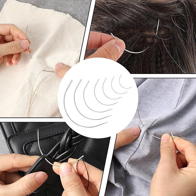 28 PCS Curved Needles Sewing 7 Sizes C-Type Weaving Upholstery Needle Heavy-Duty Hand Sewing Repair Needles with Sharp Tips for Carpet Leather Canvas Repairing Blocking Knitting Modelling Crafts
