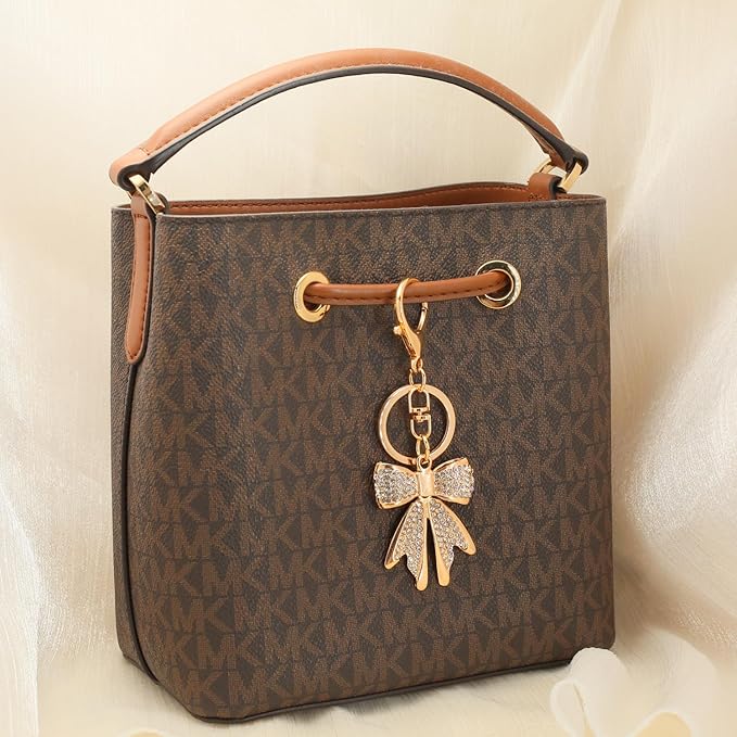 Sparkly Gold Plated Color Rhinestone Bow Keychains for Women,Charms for Key Purse Handbags Backpacks