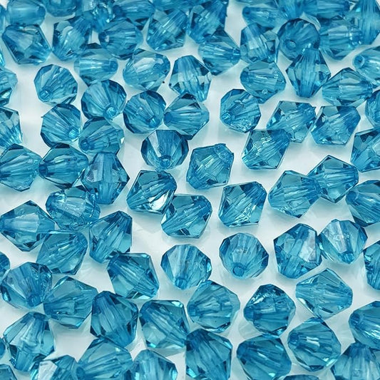 1000pcs 6mm Acrylic Bicone Beads Faceted Acrylic Crystal Spacer Beads for Bracelet Necklace Earring Keychain Jewelry Making Crafts(Lake Blue)