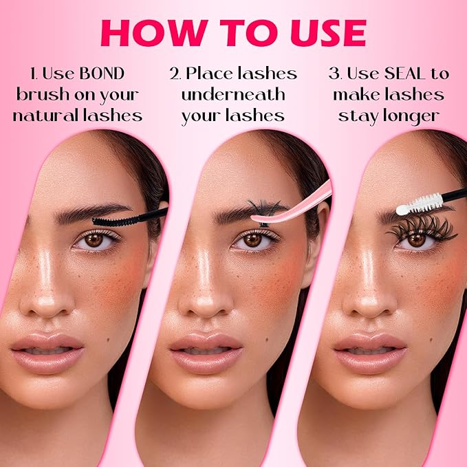 Lash Clusters Kit Eyelash Clusters Kit Cluster Eyelash Extensions Large Pack Lashes Clusters Lash Extension Kit Pestañas Postizas Naturales+Lash Bond&Seal,Remover,Tweezers,Cleanser,Tools(Lash Kit-10)