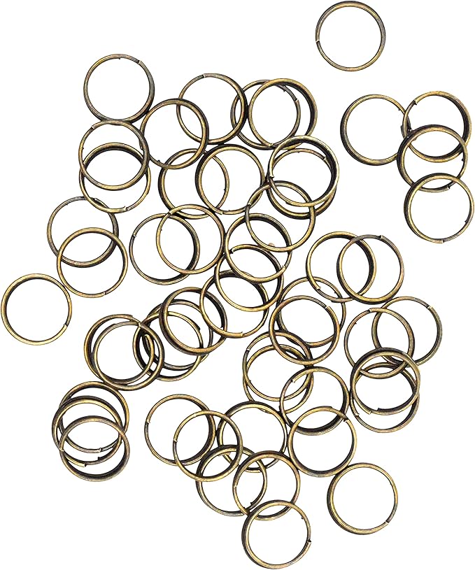 Mandala Crafts Assorted Antique Brass Double Jump Rings for Jewelry Making - 540 Pcs Mini Split Key Rings Set for Crafts, DIY Keychains, and Accessories