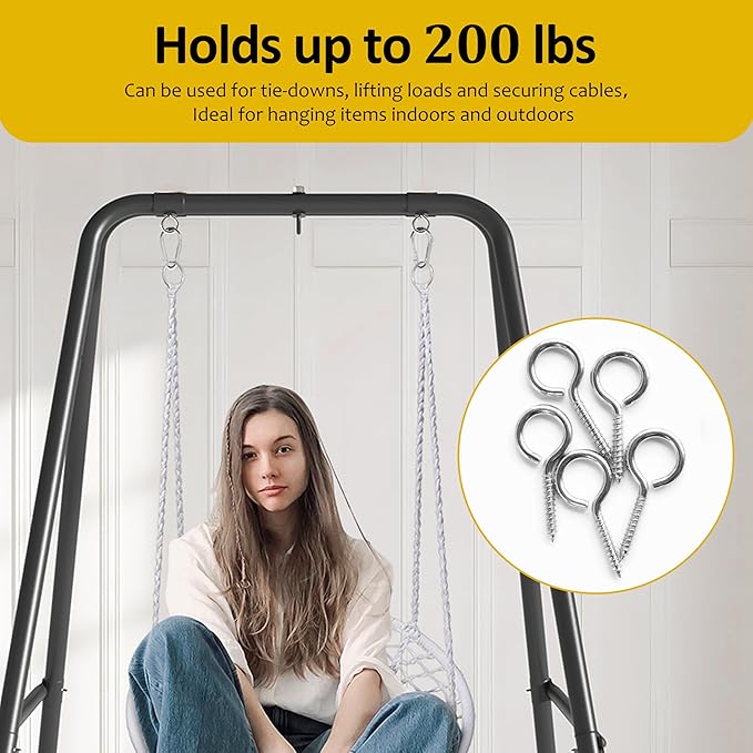 24 Pcs Screws Eye Hooks 2.56 Inch 304 Stainless Steel Heavy Duty Eye Hooks Screw,m5 Screw Eye,Rust and Corrosion Resistant,Load Bearing 200LB,Indoor & Outdoor Use (24)