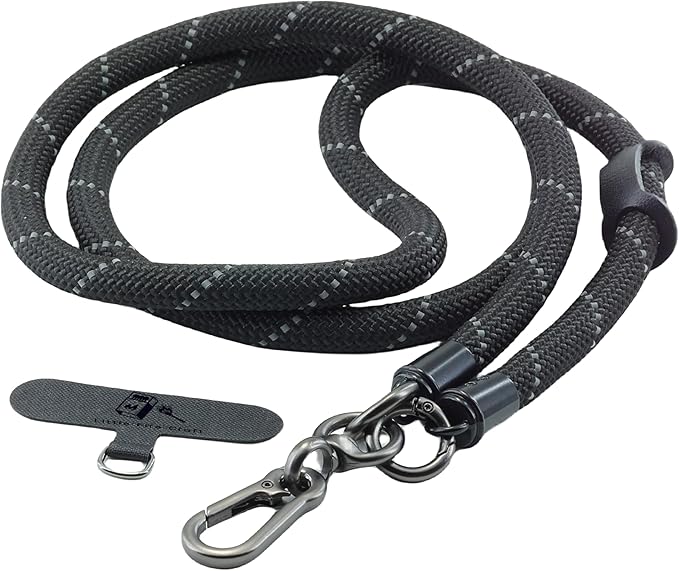 Cell Phone Lanyard Crossbody Rope Around the Neck Wrist Strap for Most Smartphone Case Headset Keychain Offices ID - Black Reflective