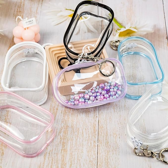 6 Pcs Clear Figure Display Bag with Keychain, Zipper Clear Display Case, Mini Doll Pouch for Figures Collectibles
