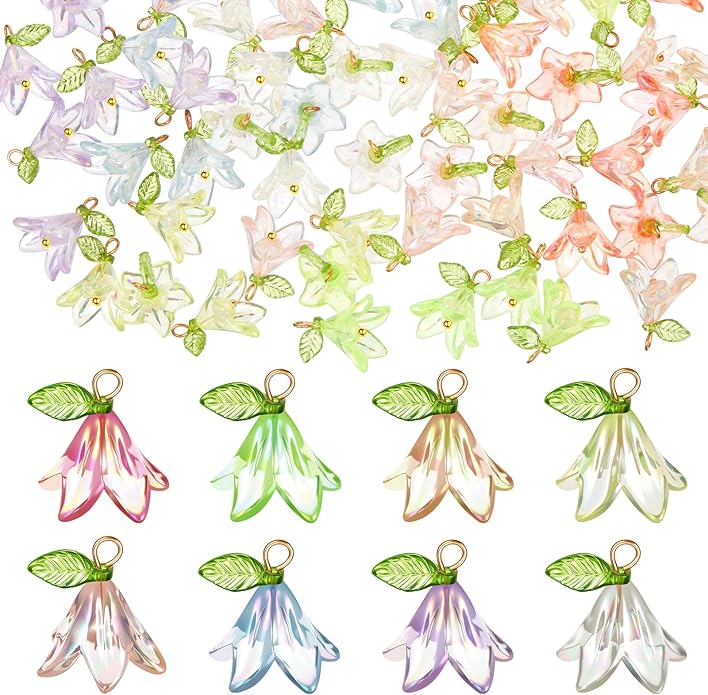 Jetec 50 Pieces Resin Charm Pendant Jewelry Finding Charm DIY Decor Making Resin for Women Bracelet Necklace Earrings Keychain Craft