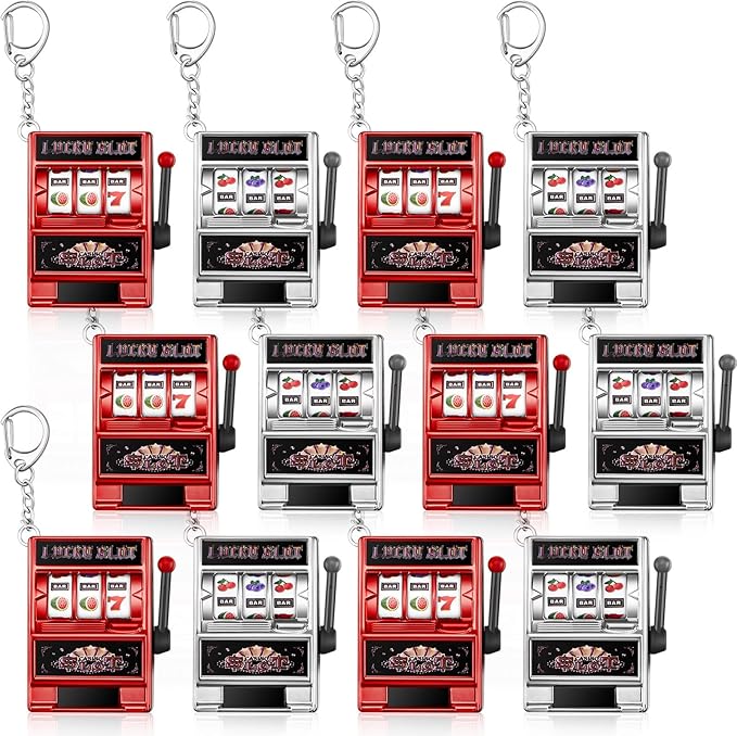 Panelee Slot Machine Keychain Bulk Las Vegas Keychains Mini Casino Kawaii Decoration for Las Vegas Carnival Party Gifts