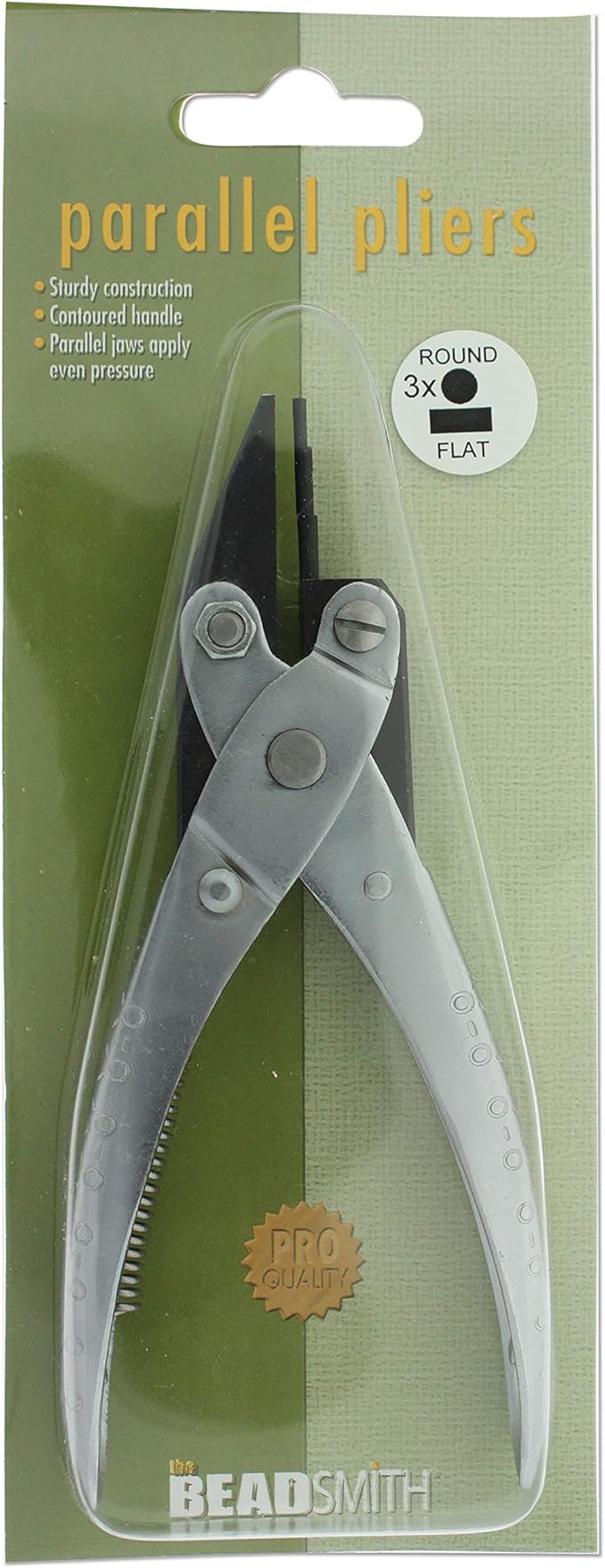 The Beadsmith 3-Step Round and Flat Nose Parallel Plier, Loops 1, 1.5, 2mm, 5.5 inches (140mm) Steel tool for jewelry making, with spring