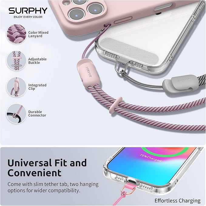 SURPHY 3 Pack Phone Wrist Strap with CellPhone Tether Tab, Cellphone Lanyard, Phone Strap with 2-Color Braided, Wrist Lanyard