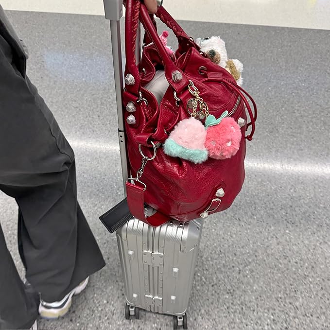 Strawberry Plush Bag Charm Keychain