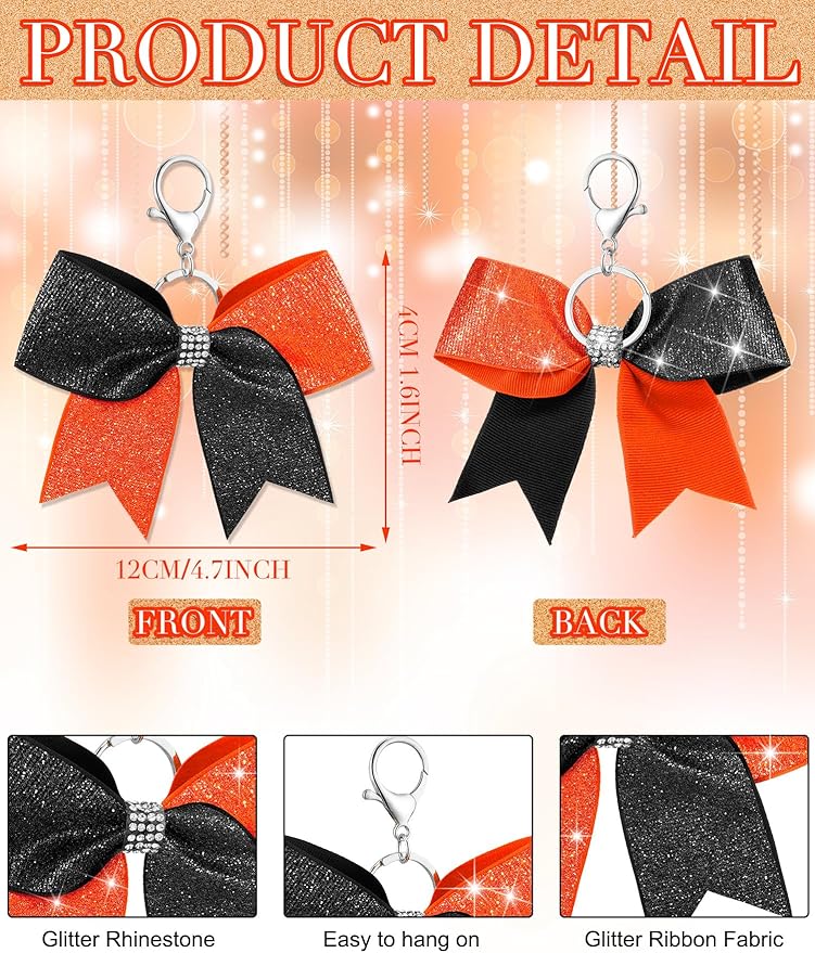 Tondiamo Cheer Bow Keychain Cheer Keychain with Rhinestones Cheerleader Keyrings for Teen Cheerleading Sports Accessory