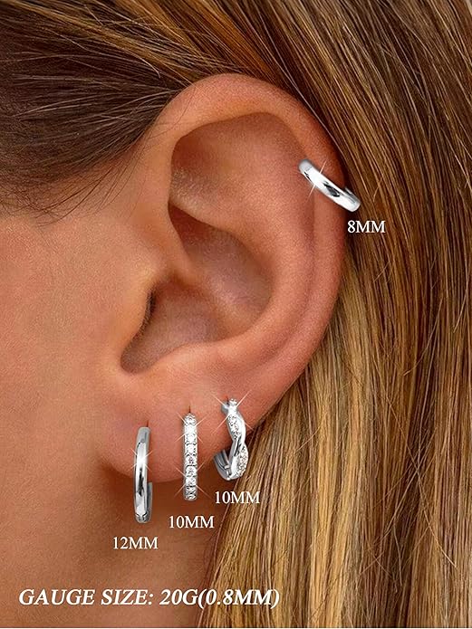 Jstyle Small Gold Hoop Earrings for Women Trendy 14K Gold Plated Huggie Earrings Hypoallergenic Cartilage Earring Stacks Cute Dainty Huggie Hoops Earring Sets for Multiple Piercing