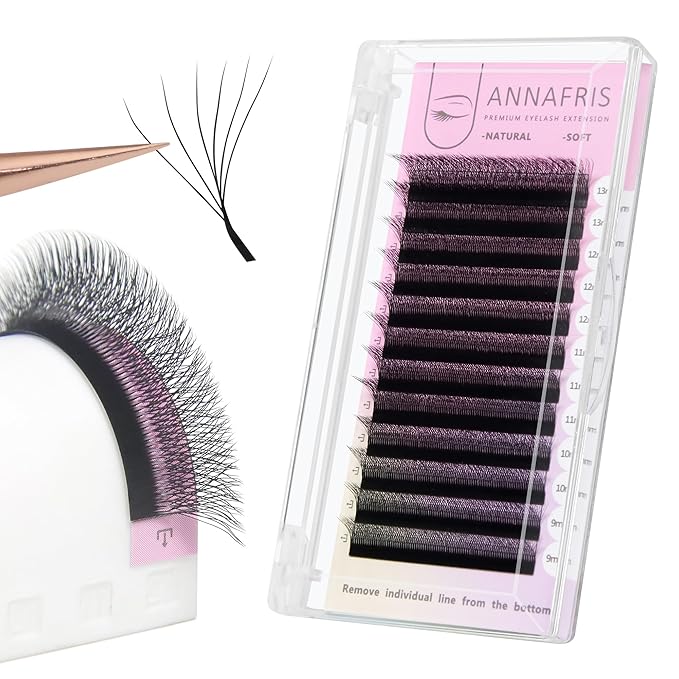 ANNAFRIS 6D Premade Fan W Shape Eyelash Extensions 0.07 D Curl 11mm Volume Self Fanning False Lashes Makeup Supplies Professional Use Lash Extension(0.07 D, 11mm)