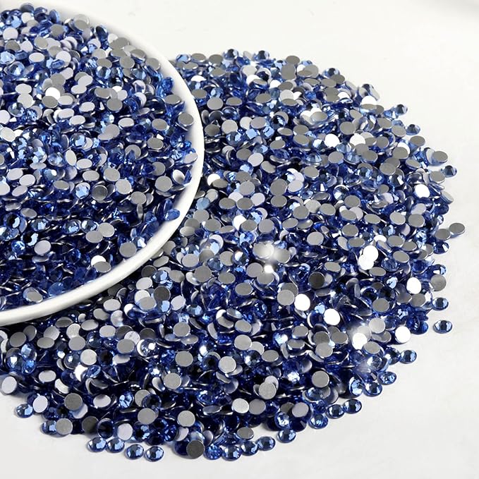 Beadsland Flatback Rhinestones Bulk, 2880pcs Light Blue Rhinestones for Nails Crafts Clothes DIY Decoration, Light Sapphire, SS30, 6.3-6.5mm