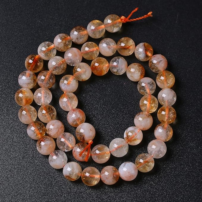 6MM 60PCS Natural Stone Citrine A Grade Quartz Crystal Loose Beads for Jewelry Making DIY Bracelet Necklace 1 Strand 15’’