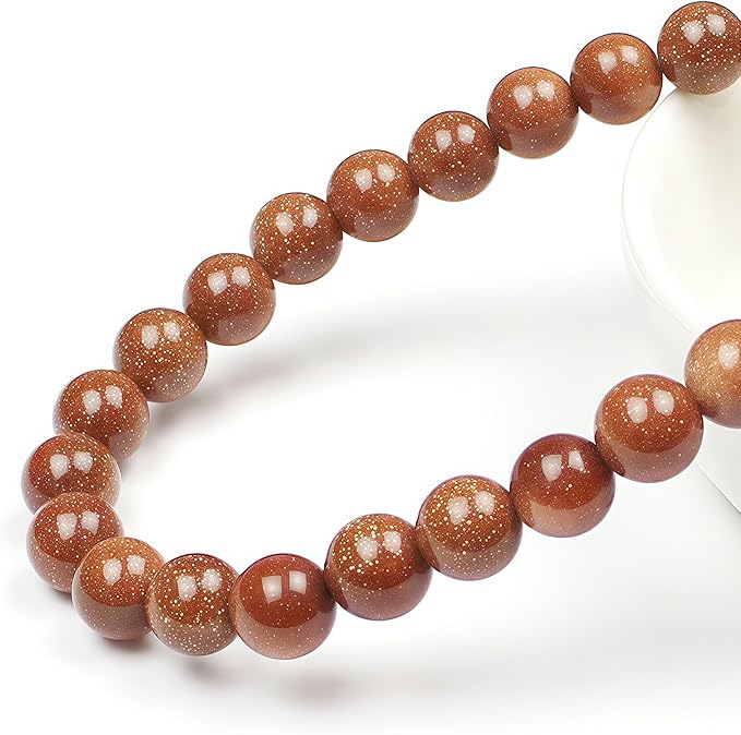 MJDCB AAA Natural Gold Sand Gemstone Loose Round Beads Spacer Beads for Jewelry Making (4mm)