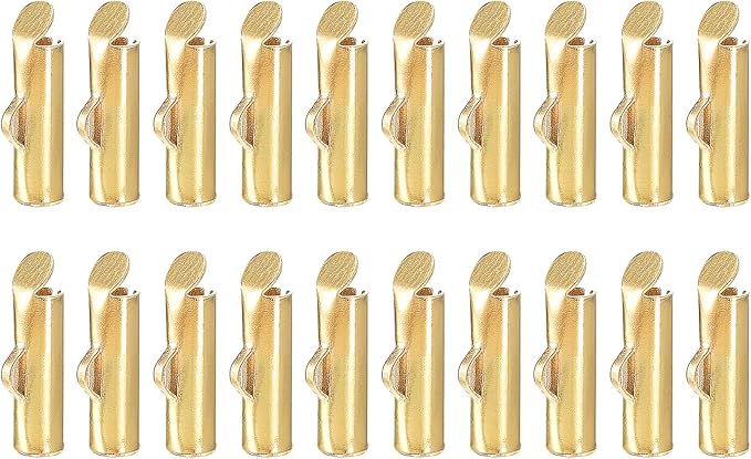 uxcell 100Pcs Slide on End Clasps, 10mm Tube Ball Bead Slider Crimp Ends for Multi-Strand DIY Craft Making, Light Golden