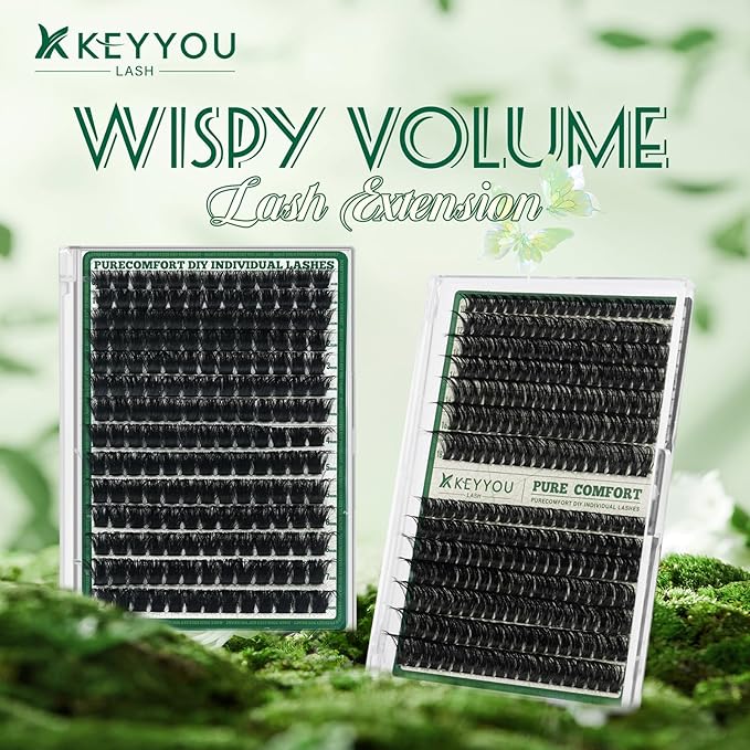 Lash Clusters 182Pcs Eyelash Clusters KEYYOU 200D D Curl 9-18MIX Clusters Lashes Thick Super Soft Wispy DIY Eyelash Extension at Home(200D-D,9-18MIX)