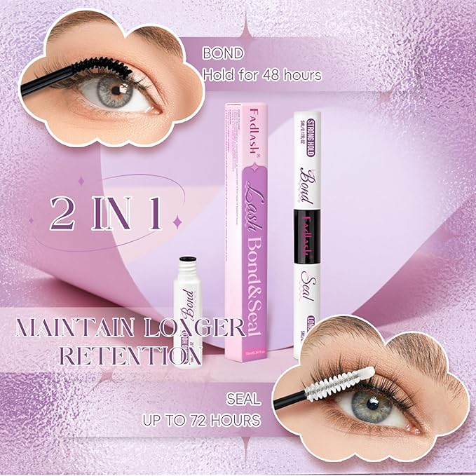 FADLASH Lash Bond and Seal 10ml Lash Cluster Glue Strong Hold Eyelash Cluster Glue Waterproof