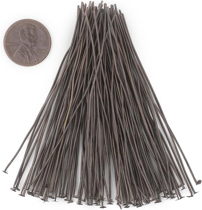 The Bead Chest Antiqued Brass 21 Gauge 3 Inch Head Pins (Approx 100 Pieces)