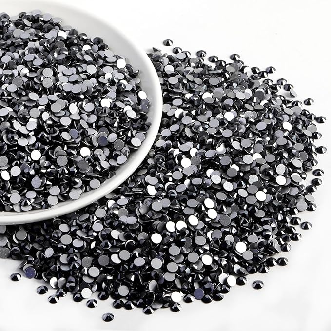 Beadsland Flatback Rhinestones Bulk, 14400pcs Rhinestones for Nails Crafts Clothes DIY Decoration,Jet Hematite, SS16, 3.8-4.0mm