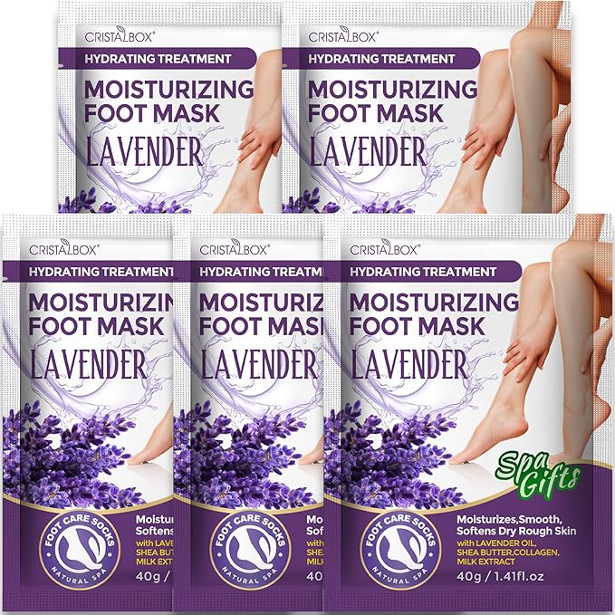 Moisturizing Foot Mask 5 Pack,Hydrating Foot Masks for Dry Cracked Feet,Moisturizing Socks Dry Skin Moisturizer for Soft and Smooth Touch Feet,Foot Care Spa Gifts for Women Men valentines day