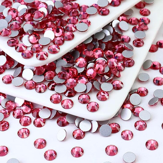 Flatback Crystal Rhinestones Round Gems for Nail Art and Craft Clothes Glue Fix, Rose (1.5-1.7mm) SS4/1440PCS
