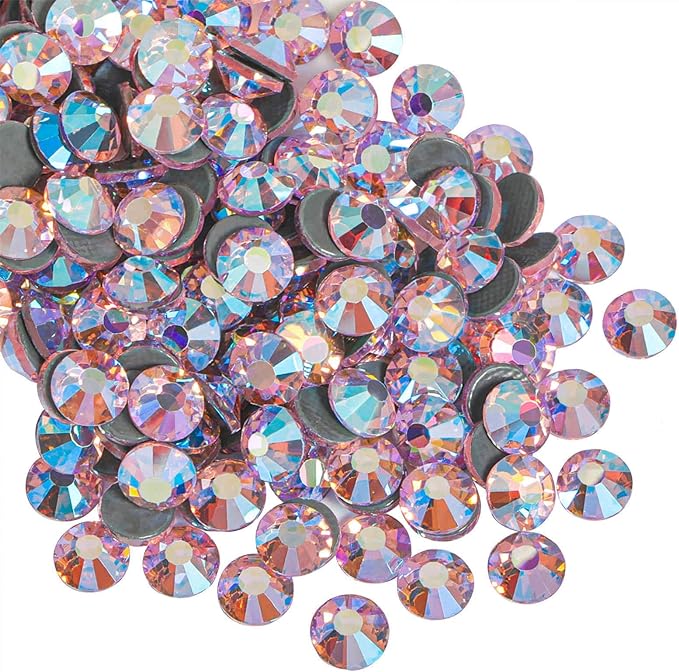 Beadsland Hotfix Rhinestones, 1440pcs Flatback Crystal Rhinestones for Crafts Clothes DIY Decorations, Light Pink AB, SS20, 4.6-4.8mm