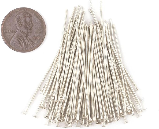 The Bead Chest Silver 21 Gauge 1.5 Inch Head Pins (Approx 100 Pieces)
