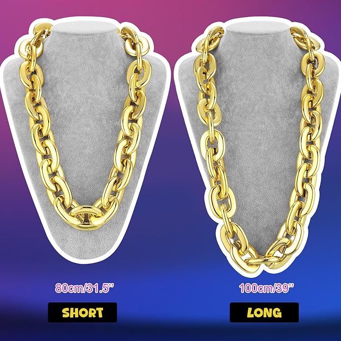 Remuuly Plastic Chain Necklace Chunky Big Fake Necklace Hip Hop Rapper Giant Turnover Chain Costume for Halloween