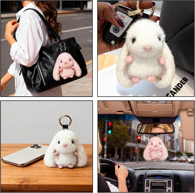 Cute Plush Keychain, Car Pendant, Bag Purse Backpack Charm Accessory, Gift for Girls Women