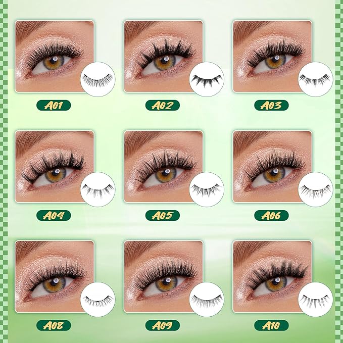 KEYYOU Reusable Magnetic Eyelashes 2 Pair with Applicator No Glue Needed 3D Natural Magnetic Lashes, Easy to Apply & Long Lasting for Daily Use & Events(A01+A03)
