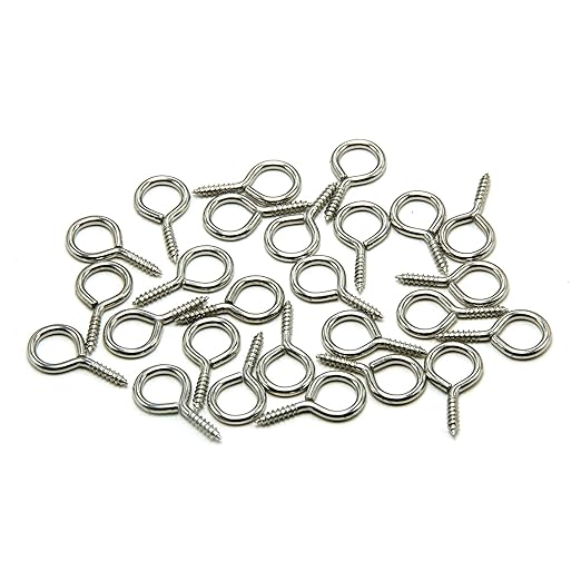 60pc Silver Zinc Plated Metal Cup Hooks, 1.03 Inch Eye Shape Screw Hooks