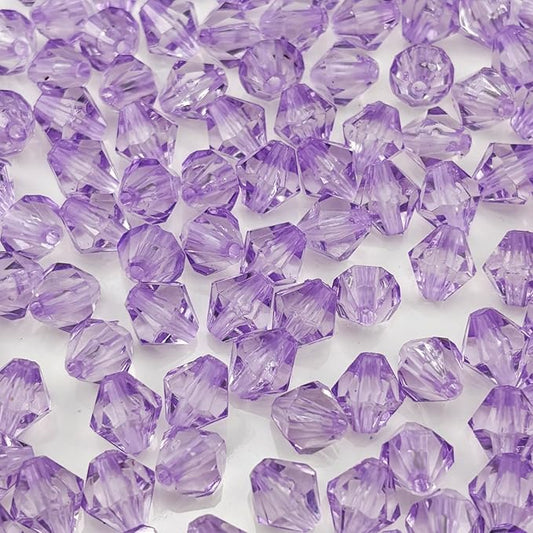 1000pcs 6mm Acrylic Bicone Beads Faceted Acrylic Crystal Spacer Beads for Bracelet Necklace Earring Keychain Jewelry Making Crafts(Light Purple)