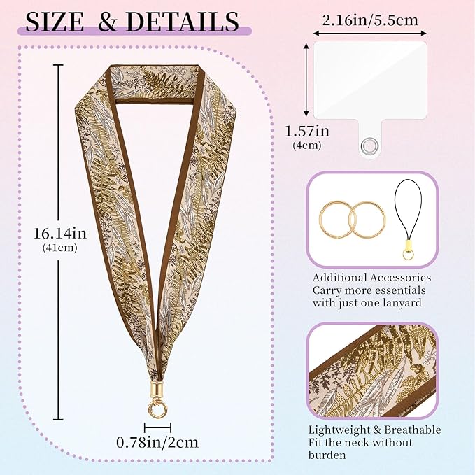 ZOOEASS Phone Lanyard Charm with Tether Tab Neck Lanyards for ID Badges Car Key Women Cute Scarf Keychain Strap Around Neck
