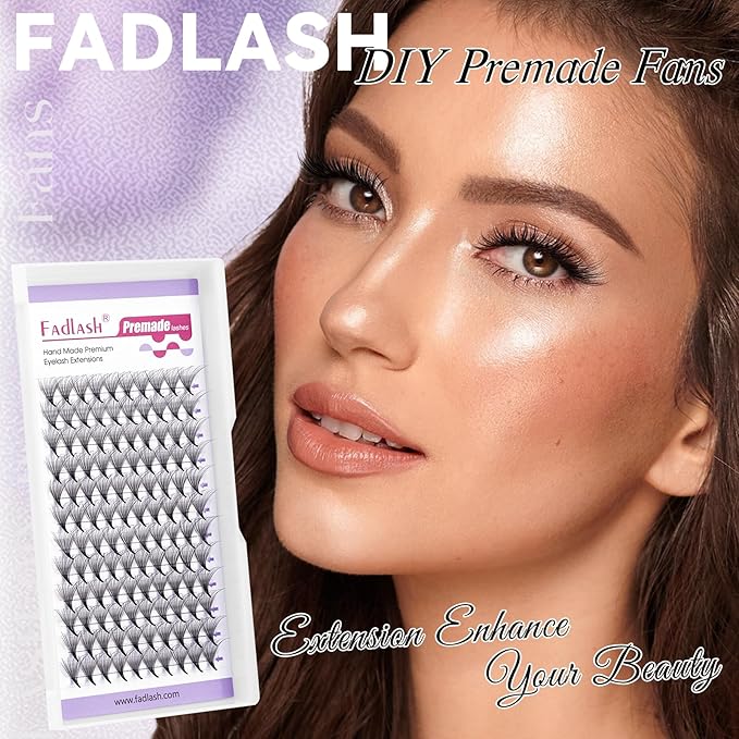 FADLASH Premade Lash Fans Multi Length Hybrid Volume Premade Easy Fans 0.07 Thickness D Curl 16D Multi Length 8-10-12mmmm Camellia Natural Eyelash Extensions(16D-0.07-D, Camellia 8-10-12mm)
