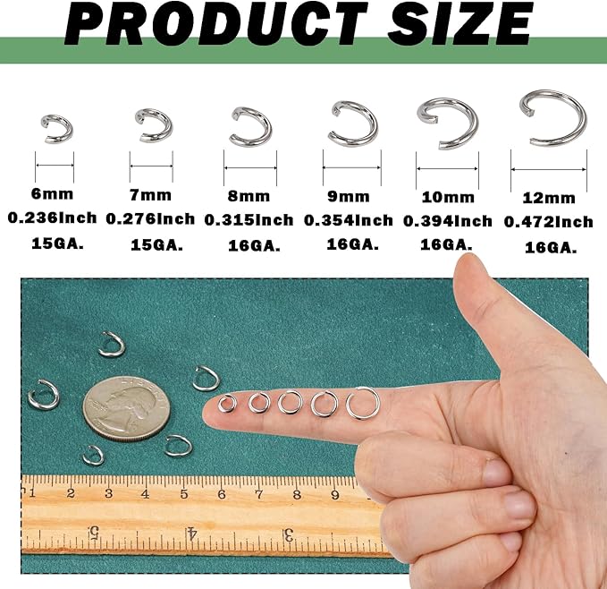 500Pcs 8mm Stainless Steel Open Jump Rings 15 Gauge Metal O Rings Single Loop Connectors for Jewelry Necklaces Bracelet Earrings Keychains Chainmail DIY Making