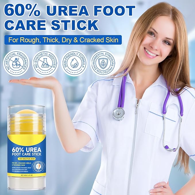 FEISIDUNWSF 60% Urea Foot Cream for Dry Cracked Heels & Feet, Hydrating Urea Cream Moisturizer for Rough, Callused Skin, Deep Repair & Softening Foot Balm, Fast Absorbing, Exfoliating Formula, 1.4oz