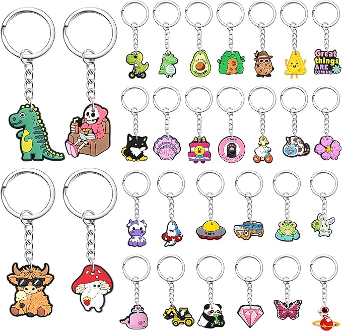 30-200P Cute Keychains for Backpacks Bulk Keychain Charms Decor Bag Accessories Keyring Random Different Key Chains