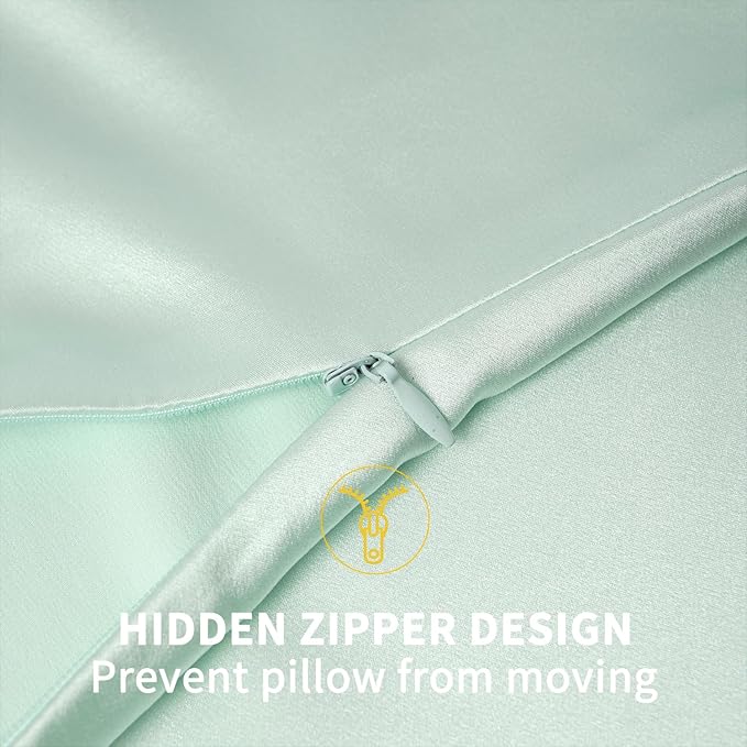 ZIMASILK 100% Pure Mulberry Silk Pillowcase for Hair and Skin Health,Soft and Smooth,Both Sides Premium Grade 6A Silk,600 Thread Count,with Hidden Zipper,1pc (King 20''x36'',Mint Green)