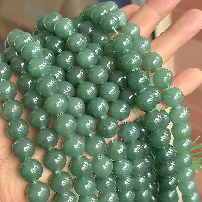 MJDCB Natural Stone Beads Green Aventurine Round Loose Beads for Jewelry Making DIY Bracelet Necklace (12mm)
